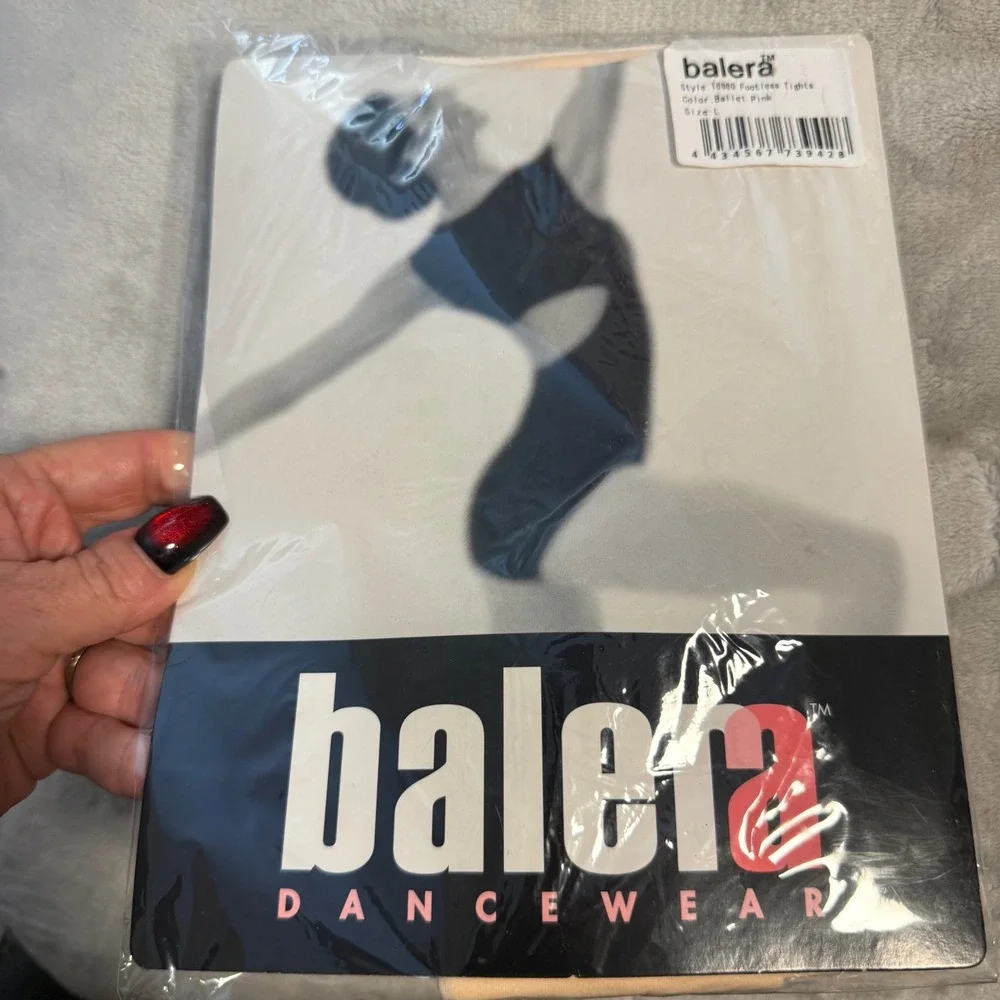 Balera‎ Footless Tights Ballet Pink Size L Dance Nylon Spandex NEW